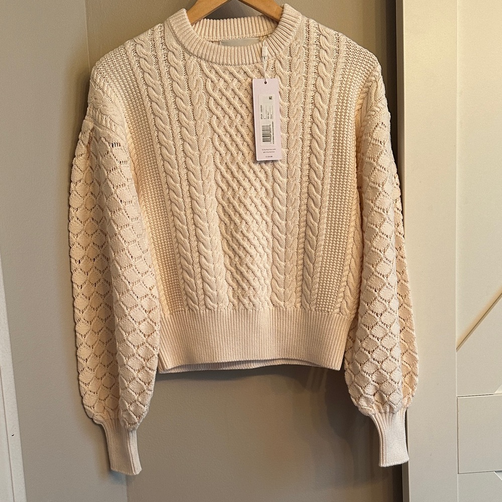 525 America Textured Knit Cream Sweater - Picture 4 of 8